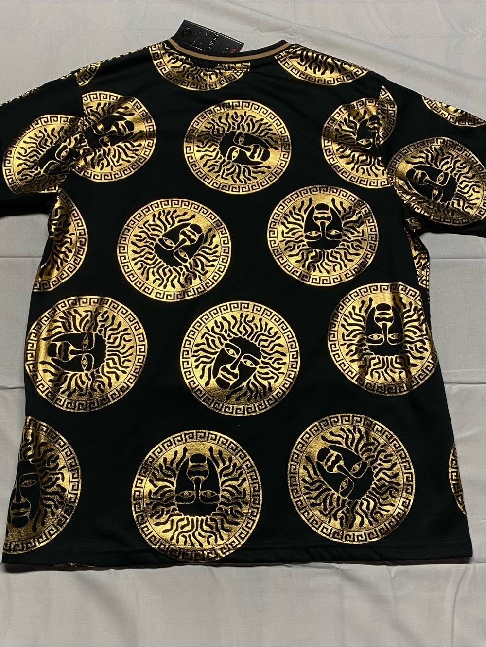 Men's Black Shirt with Gold Medallion Print - Designer Style - Picture 5 of 5
